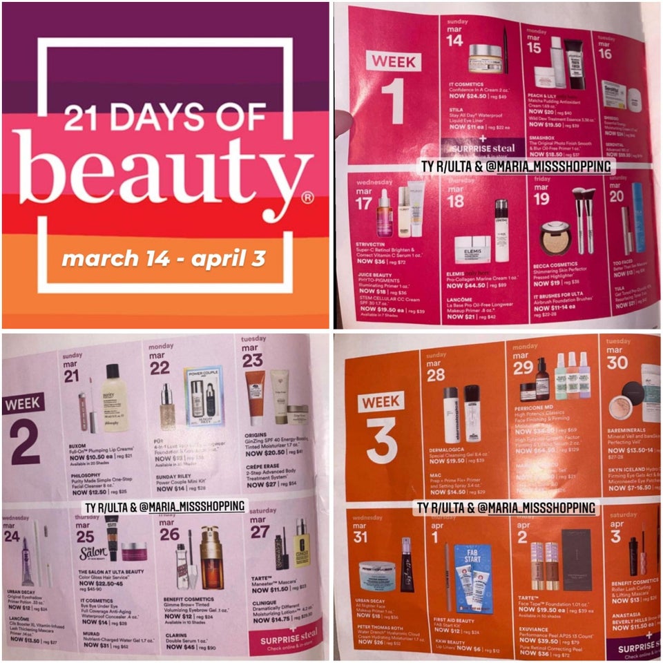 ULTA 21 Days Of Beauty Spring 2021 March 14 April 3 50 Off Beauty Steals 